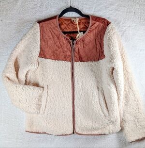 Hem & Thread Cream and Tan Teddy Jacket
